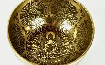 Gravierte Klangschale mit Buddha-Motiv